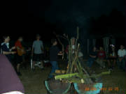 The Scouts doing a campfire stunt